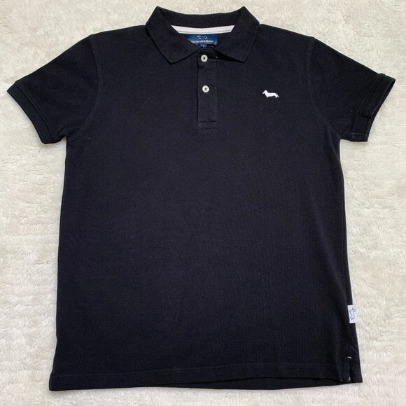Harmont & Blaine Boy's Black Short Sleeve Cotton Polo Logo Shirt Size 12 Years - Picture 1 of 6